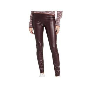RAG & BONE NWT Nina Faux Leather Pull On Skinny Pants In Burgundy Size Small